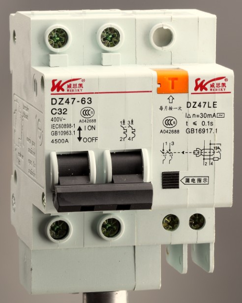 小型高分断漏电断路器 DZ47LE-63-2P-50A
