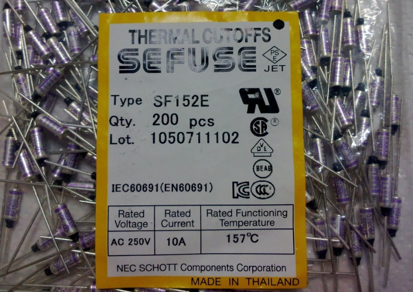 温度保险丝 SF152E 250V 10A 157℃ SF152E 250V 10A 157℃