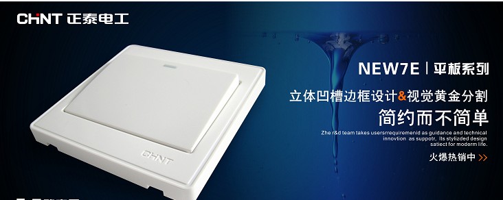 正泰开关 正泰 开关 插座 NEW7E 一开 单控开关 正泰开关面板均带荧光灯