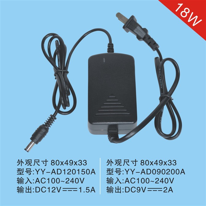 供应 宇源品牌 12V1.5A双线 电源适配器 中国强制性认证3C YY-15000