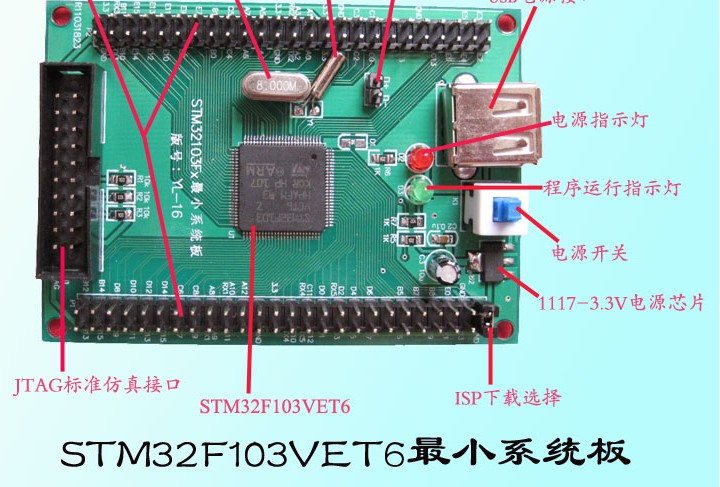 STM32F103VET6-STM32开发板/最小系统板(STM32F103VET6) (排针有上和下) STM32F103VET6-STM32开发板/最小系统板(STM32F103VET6) (排针有上和下)