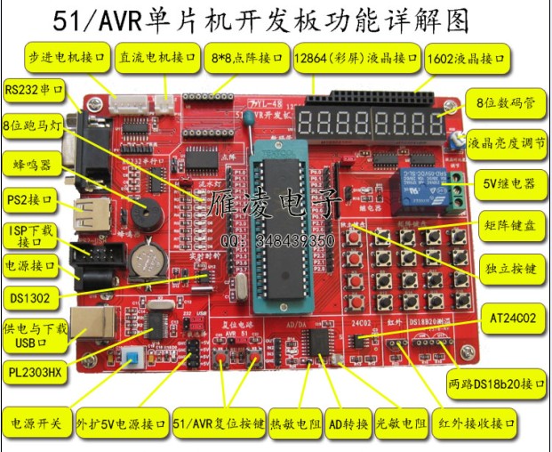 51开发板/AVR开发板-大板(点阵+电源线) 51大板(点阵+电源线)