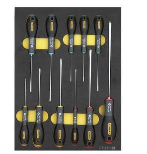 STANLEY 史丹利 LT-011-23 11件套三色柄螺丝批工具托 套装螺丝刀 LT-011-23