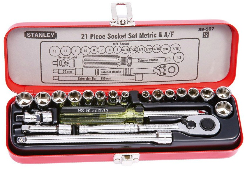 STANLEY史丹利21件套6.3mm公英制套筒+棘轮扳手组套 89-507-22 89-507-22