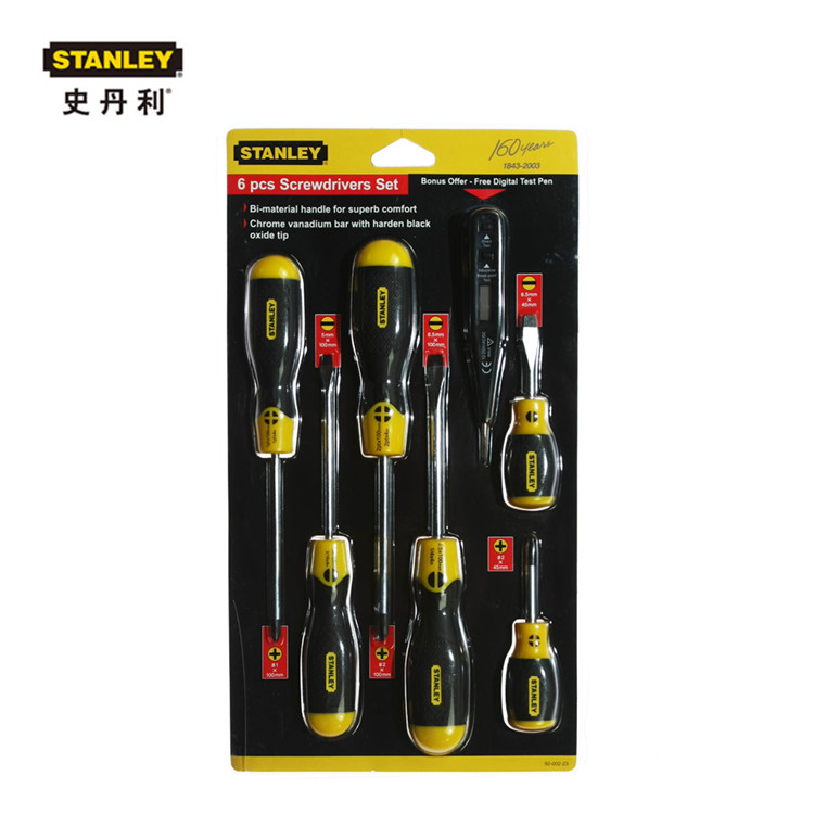 Stanley 史丹利工具 6件套胶柄螺丝刀(附赠测电笔) 92-002-23 92-002-23
