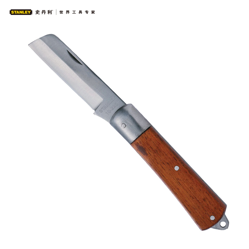 Stanley史丹利 直刃弯刃电工刀红木手柄锰钢材质10-225-23电工刀 10-225-23