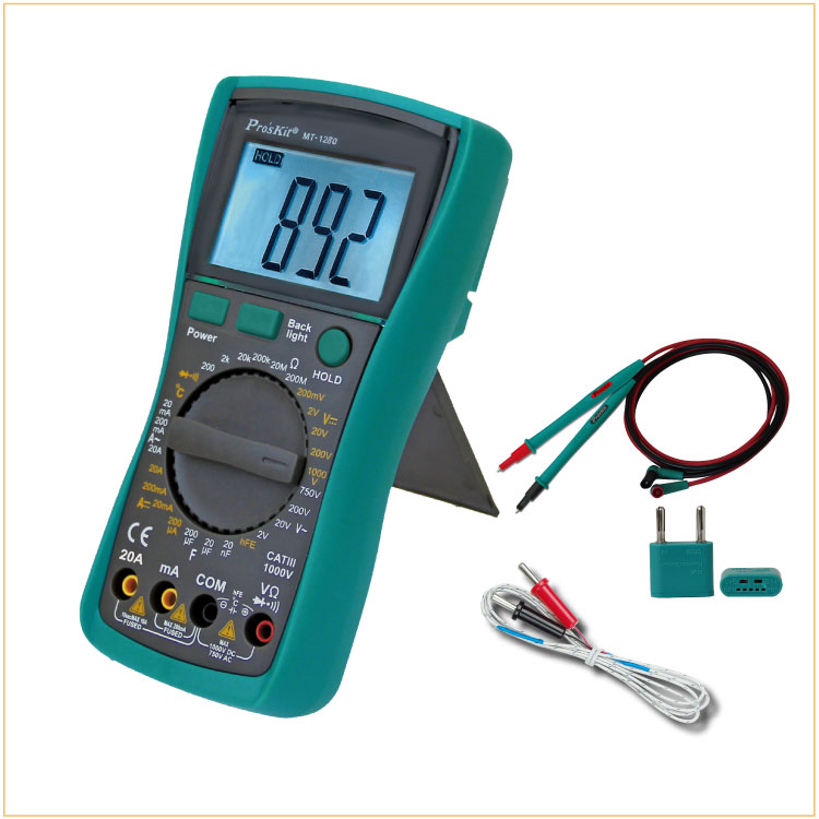 台湾宝工MT-1280-C 进口防烧数字万用表 数显 可测电容 温度 MT-1280-C