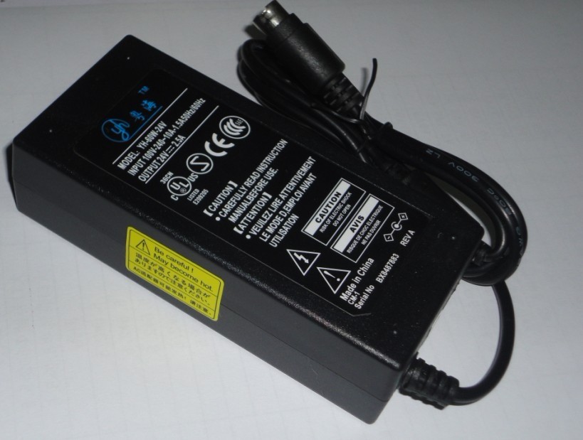 全新 通用爱普生 24v 2a POS-180 小票打印机电源 圆口三针 2.5A YH-60W-24V