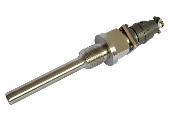 产品名称:温度传感器 型 号:KZWP-269 安 装:4分螺纹 尺 寸: L=12*150MM 温 度:-200-450度 材 质:304不锈钢 269系列系列航空插头式热电阻温度传感器是采用进口铂电阻芯片制作而成,适合测量-200~600温度区间,该产品具有高精度、长期稳定性好、安装方便等优点,在各个行业中被广泛应用。航插温度传感器采用的是输出二线制,三线制或四线制,航插式温度传感器输出信号通常为电阻或电偶信号,产品主要应用于工业温度测量,自动化温度测控领域。 269系列为航空插头连接的温度传感器。